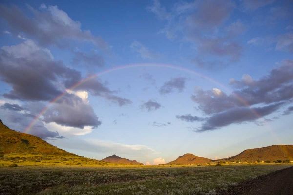 Africa, Namibia Landscape with full rainbow